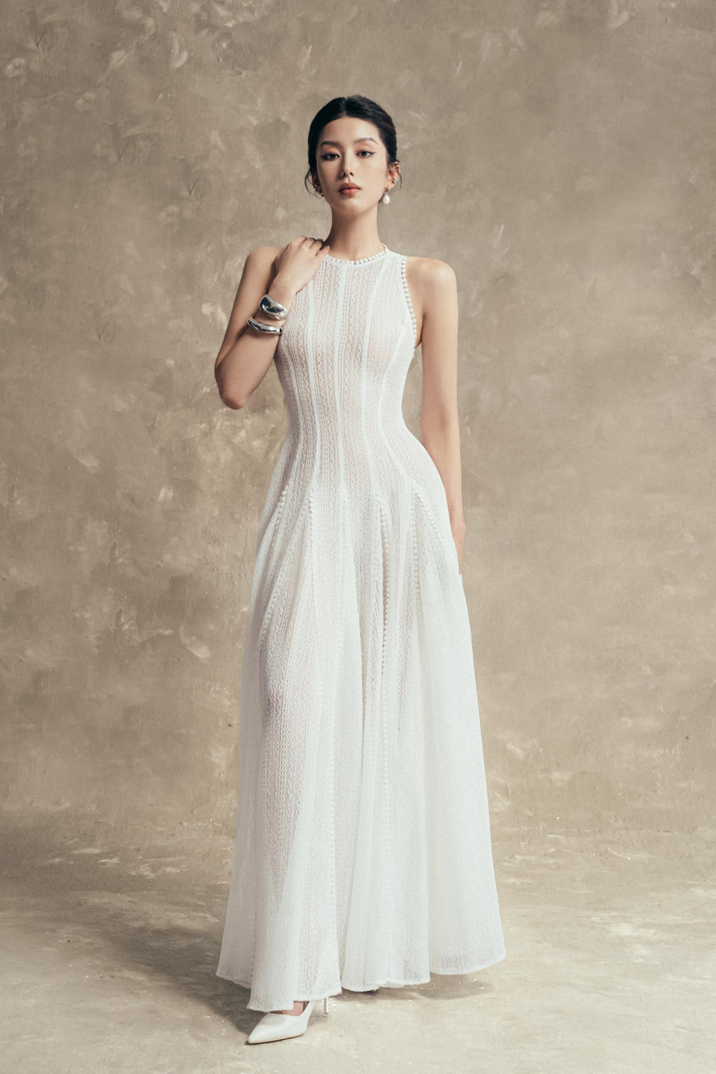 i am gia white lace dress I.AM.GIA. Kenzia Keyhole High Neck Halter Lace Mini Dress