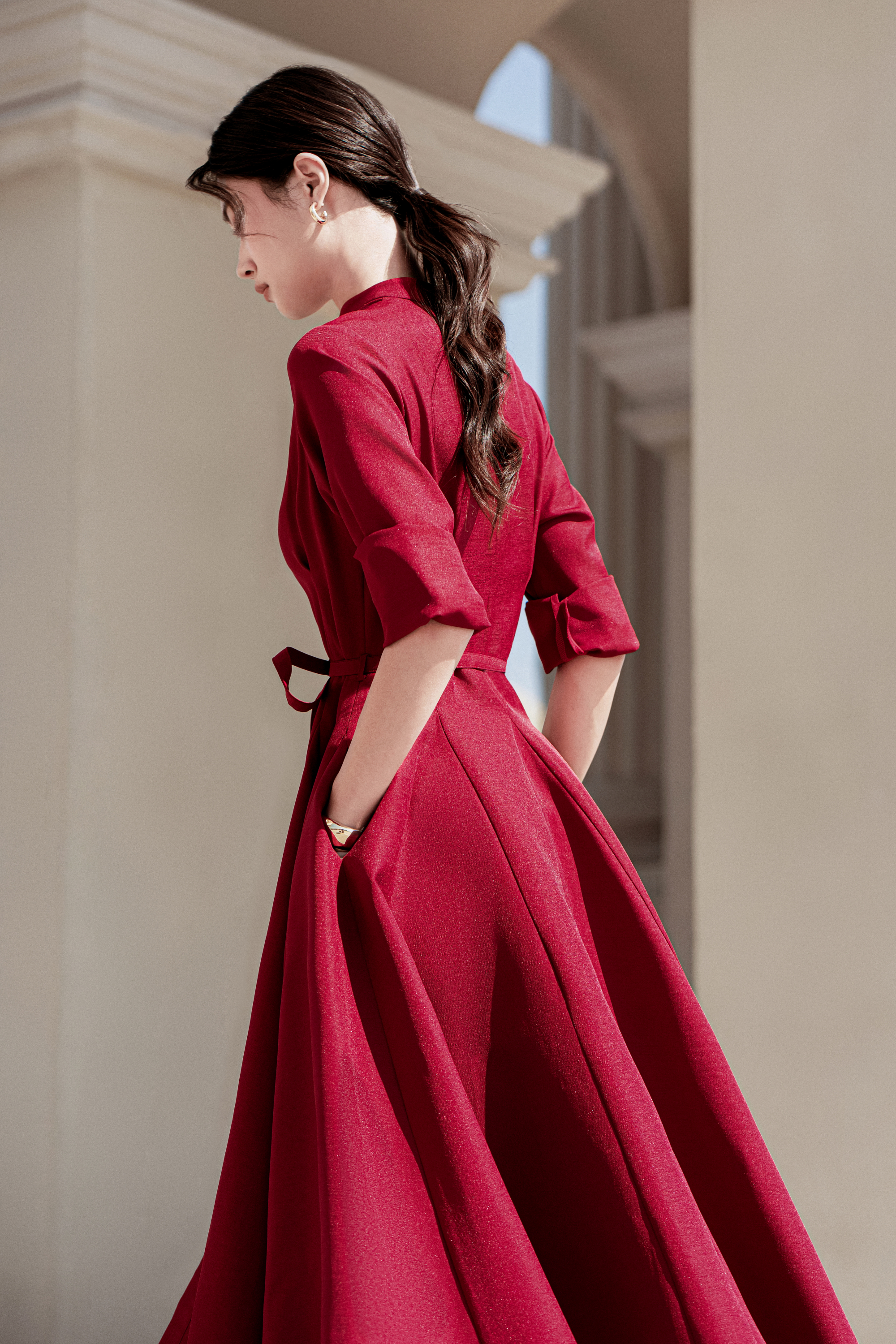 Soft-tailor Belted Shirtdress