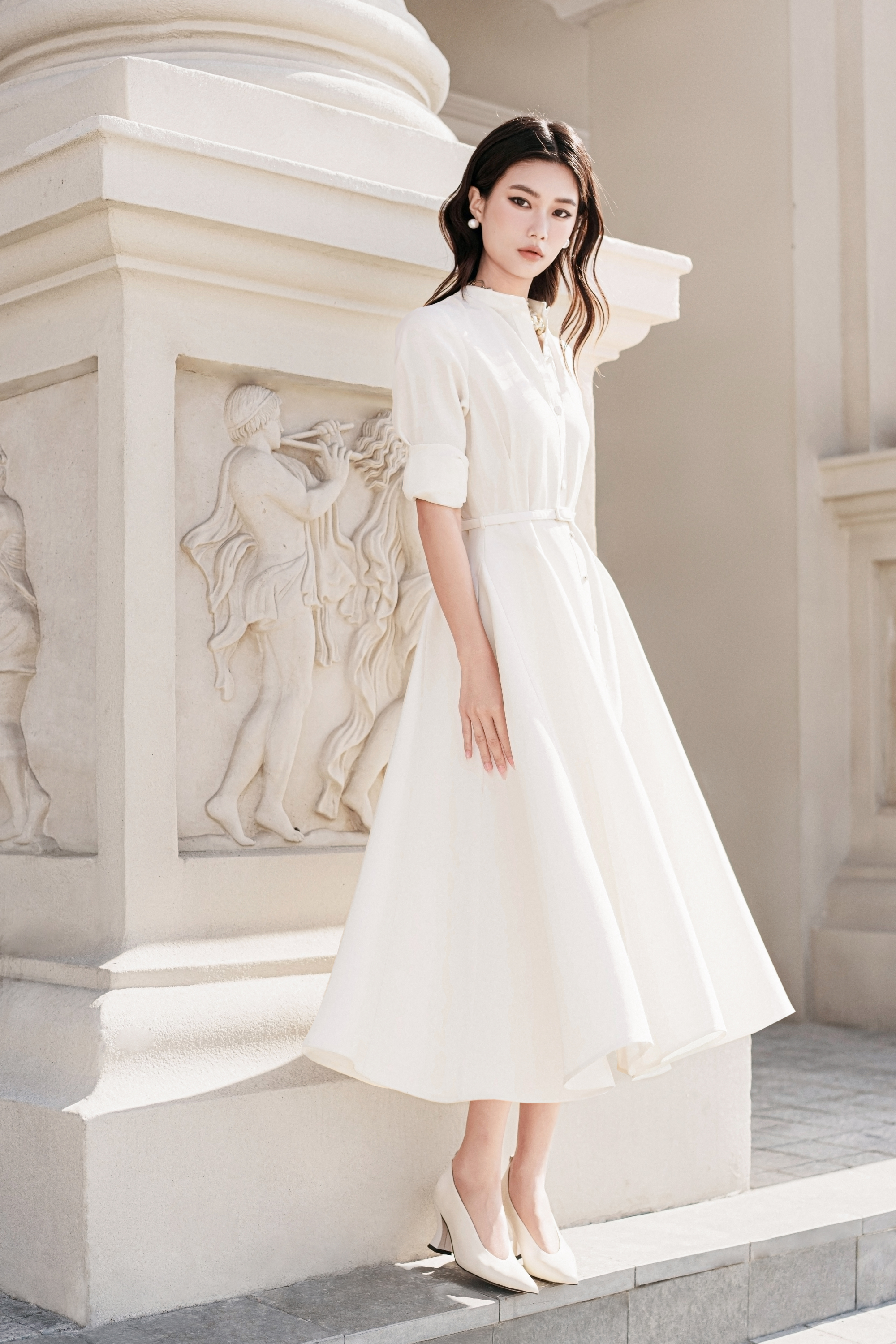 Soft-tailor Belted Shirtdress