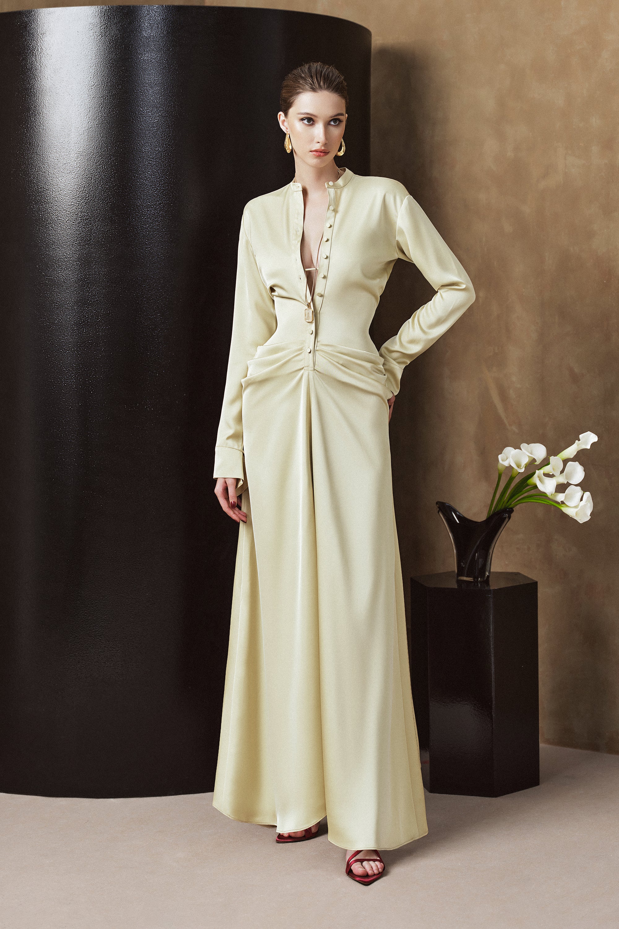 gathered shirt dress Gathered Yoke Shirt Dress