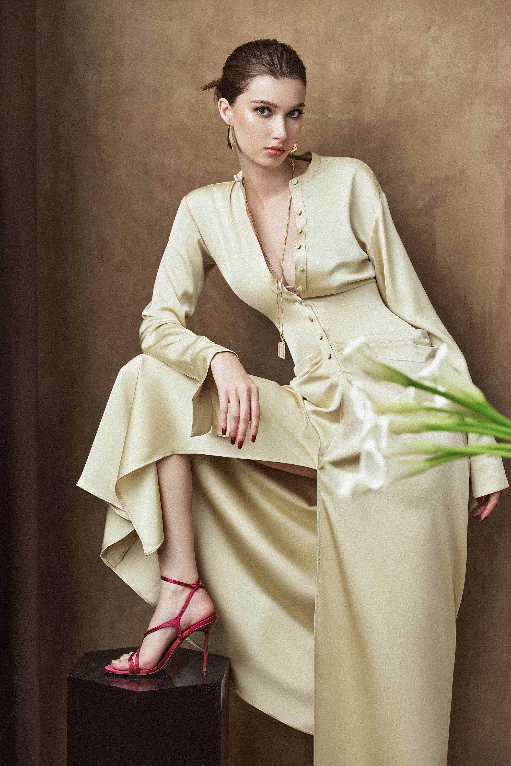 gathered shirt dress Abadia Sama Gathered Cotton-poplin Maxi Shirt Dress - Women - Brown Dresses