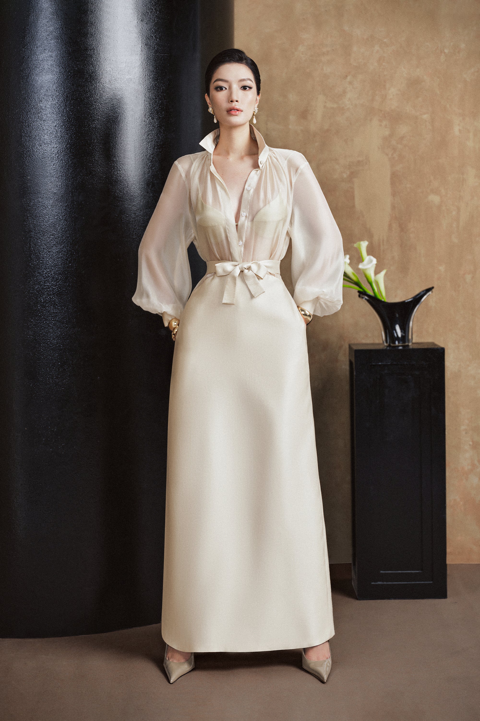 CHANSON Long Shirtdress