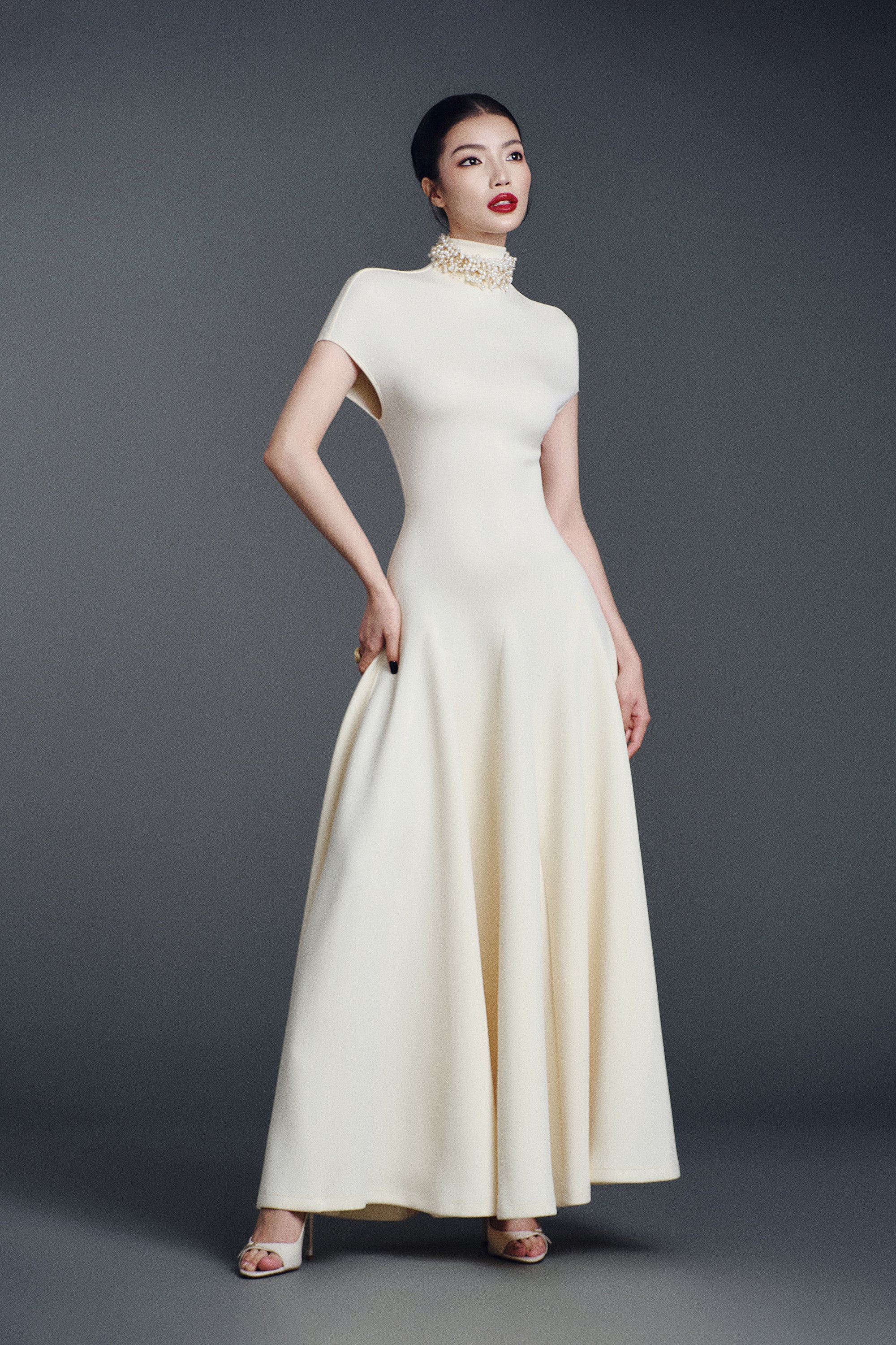 MARBRE Godet Dress S / Black