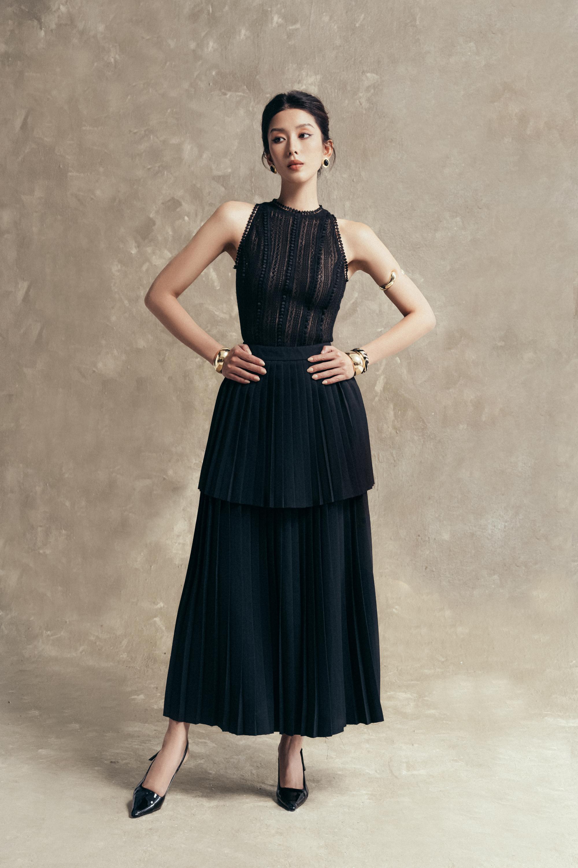 Pleated Tiered Skirt